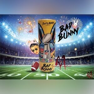 Bad Bunny Super bowl LX Theme Custom Skinny Tumbler 20oz Stainless Steel